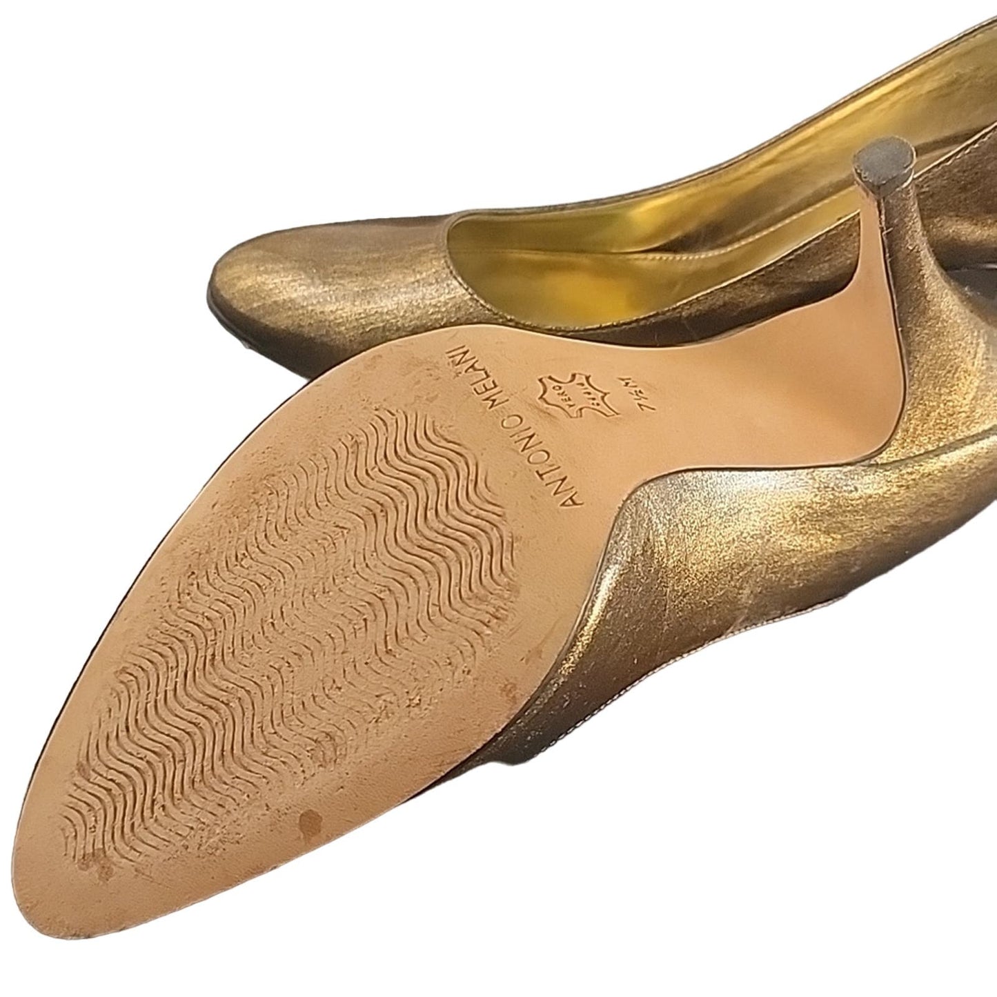 ANTONIO MELANI | Gold Leather High Heel | sz 7.5m