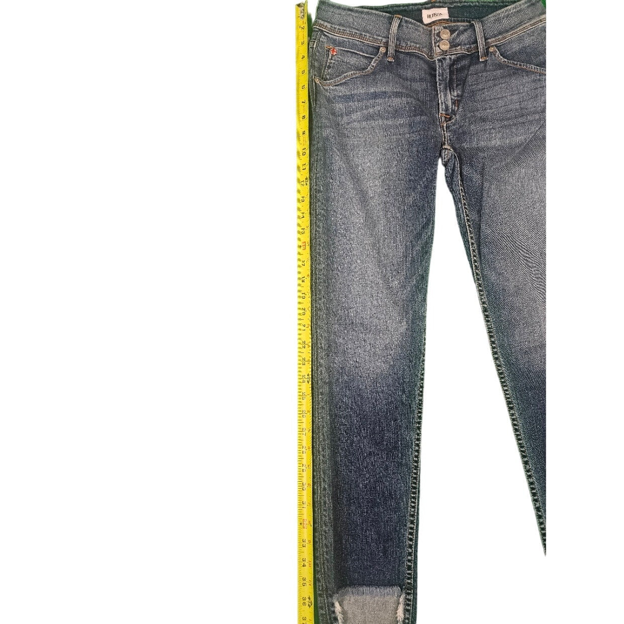 New Womens Hudson Jeans | 27 Mid-Rise Cat Skinny | Fringe Cut Out Bottom |  Blue