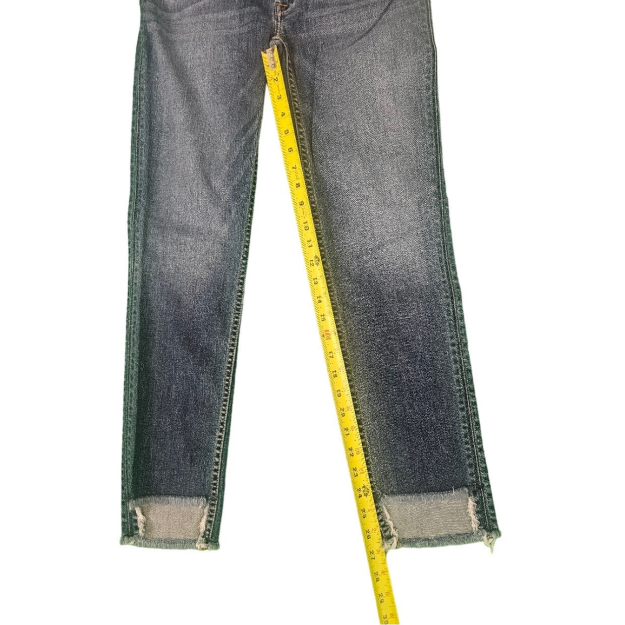 New Womens Hudson Jeans | 27 Mid-Rise Cat Skinny | Fringe Cut Out Bottom |  Blue