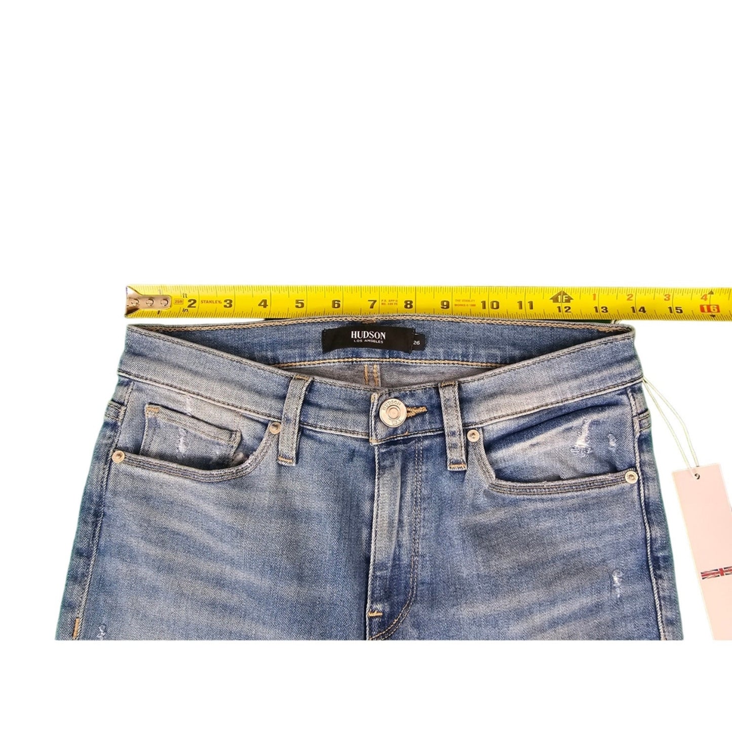 New Womens Hudson Jeans |size 26| Nico Mid-Rise Straight Ankle |  Blue Distress