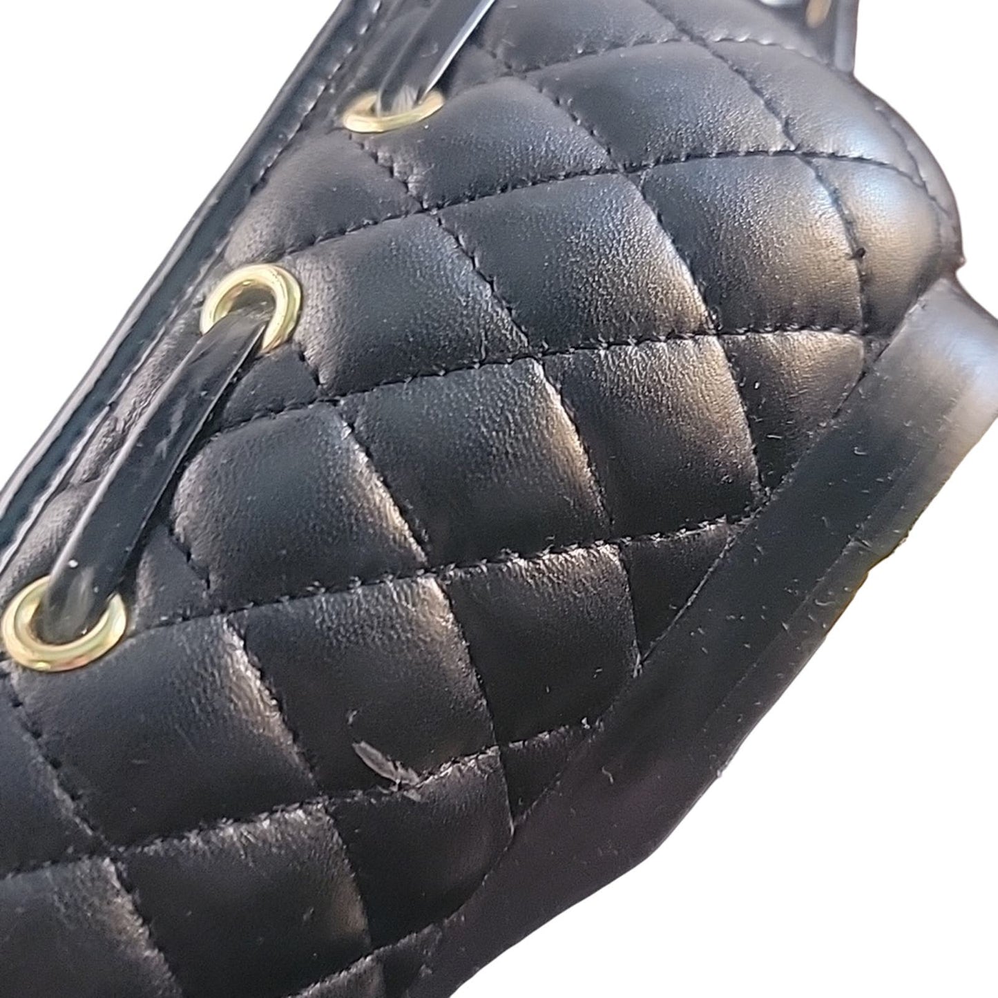 RALPH LAUREN | Black & Gold Quilted Bow Flat | sz 8.5