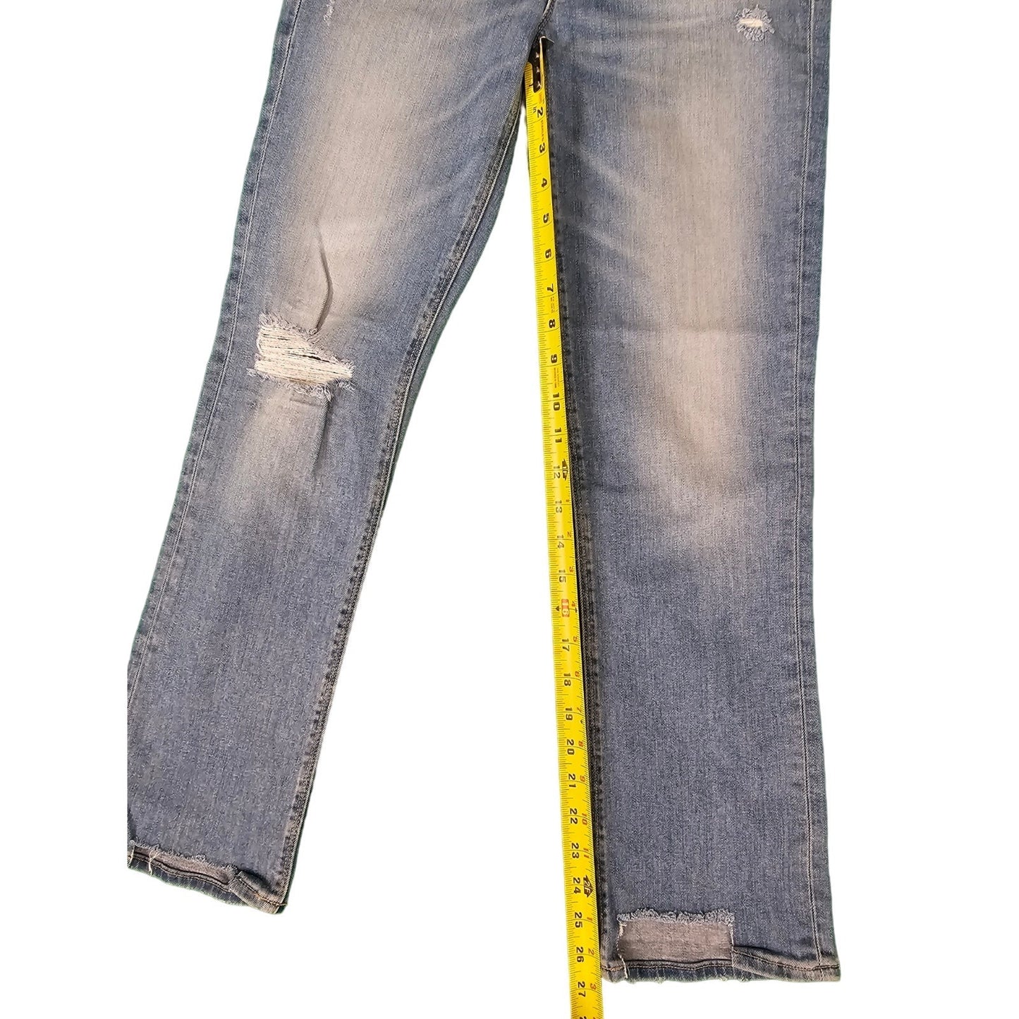 New Womens Hudson Jeans |size 26| Nico Mid-Rise Straight Ankle |  Blue Distress